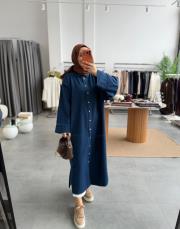 lacivert araboy denim gömlek kap