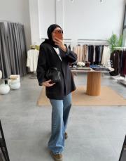 siyah kemerli blazer ceket 3