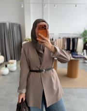 vizon kemerli blazer ceket 2