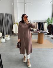 kahve fermuarlı tensel kap