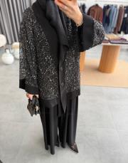 siyah 6492 payetli üçlü takım 5