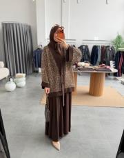 kahve 6492 payetli üçlü takım