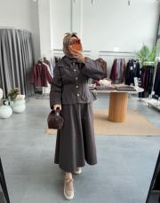 kahve 2008 denim etekli takım