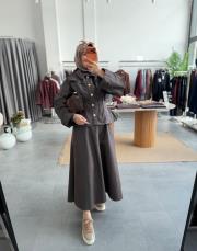 kahve 2008 denim etekli takım 2