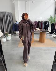 kahve omuz detaylı modal takım 2