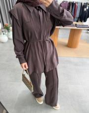 kahve omuz detaylı modal takım 4