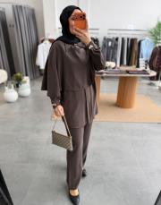 kahve 7198 pantolonlu takım