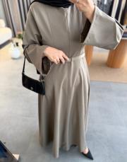 vizon belden oturtmalı kemerli elbise 2