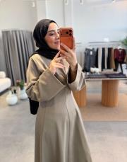 vizon belden oturtmalı kemerli elbise 3