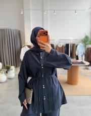 lacivert nervür detaylı pantolonlu takım 2