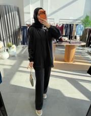 siyah nakış detaylı takım