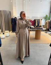 vizon gold düğmeli tensel elbise