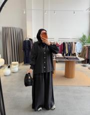 koyu füme 6218 tensel pantolonlu denim takım 2