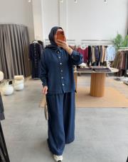 lacivert 6218 tensel pantolonlu denim takım