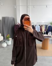 kahve cepli garni detaylı takım 3