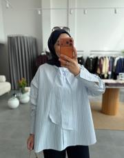 açık mavi bağlama yaka çizgili gömlek 3