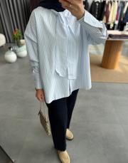 açık mavi bağlama yaka çizgili gömlek 4