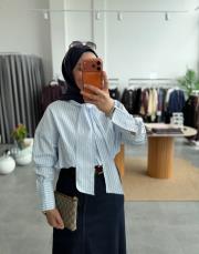 açık mavi bağlama yaka çizgili gömlek 5