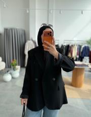 siyah arka düğme detaylı blazer ceket 2