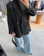 siyah arka düğme detaylı blazer ceket 3