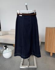 lacivert kemerli denim etek 2