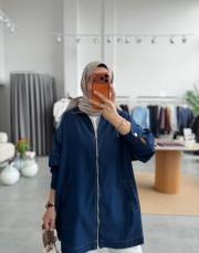 lacivert 5647 fermuarlı tensel denim kap 2