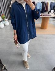 lacivert 5647 fermuarlı tensel denim kap 3