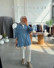 mavi 5647 fermuarlı tensel denim kap