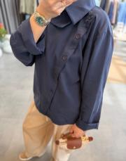 lacivert asimetrik düğmeli gömlek 2