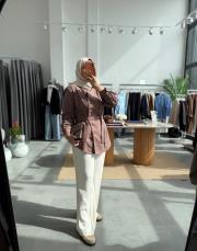 kahve çizgili vatkalı gömlek