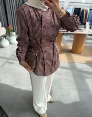 kahve çizgili vatkalı gömlek 3