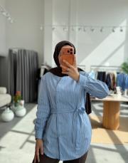 mavi çizgili vatkalı gömlek 4