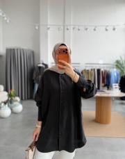 siyah basic oversize gömlek 2