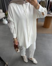 beyaz basic oversize gömlek 3