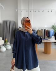 lacivert basic oversize gömlek 2