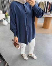 lacivert basic oversize gömlek 3