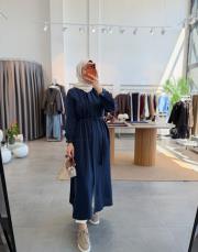 lacivert müslin araboy gömlek tunik