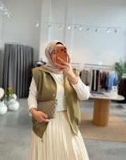 çağla fermuarlı vatkalı yelek