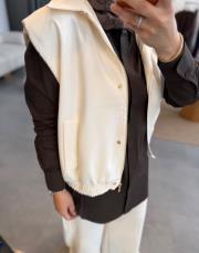 ekru fermuarlı vatkalı yelek 2
