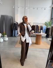 kahve fermuarlı vatkalı yelek 3