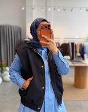 lacivert fermuarlı vatkalı yelek