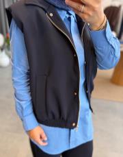 lacivert fermuarlı vatkalı yelek 2