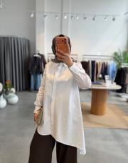 beyaz asimetrik kesim gömlek 3