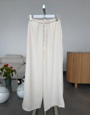 ekru beli lastikli bol pantolon