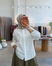 beyaz sahra keten gömlek