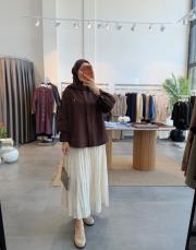 kahve sahra keten gömlek