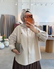 krem sahra keten gömlek