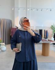 lacivert sahra keten gömlek 2