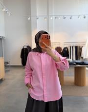 pembe sahra keten gömlek 4