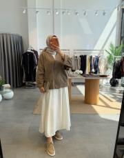 haki tek düğmeli keten ceket 2